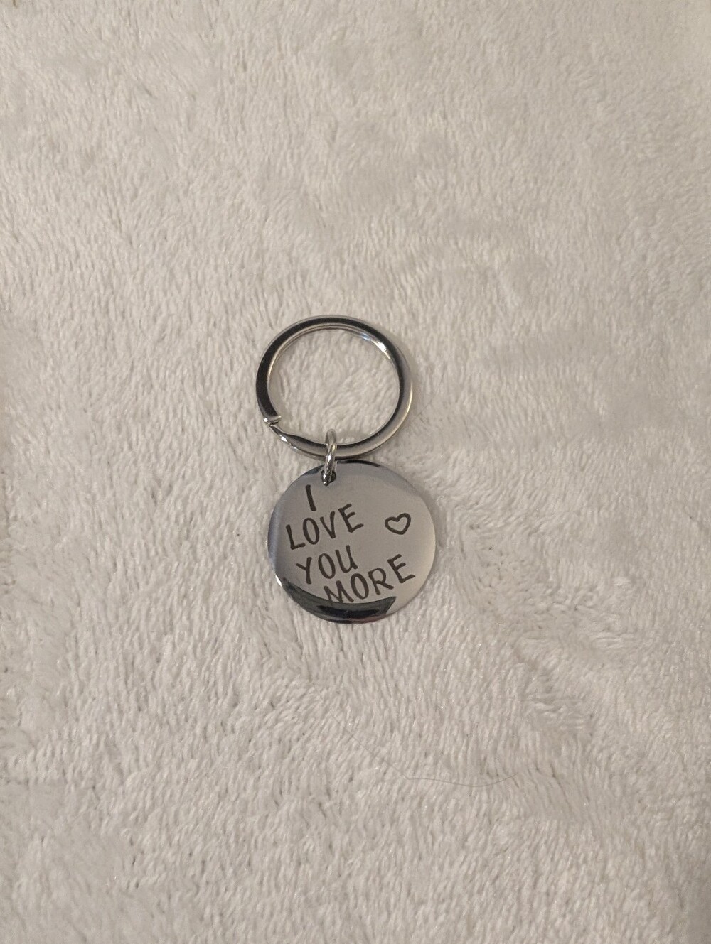 I Love You More Silver Tone Keychain